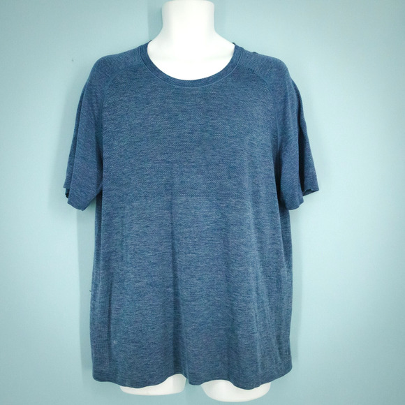 Lululemon Size Large L Blue Metal Vent Tech Crew Neck Short Sleeve Active Shirt - Picture 1 of 5